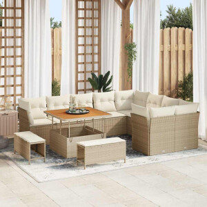vidaXL Tuin Sofa Set 12 pcs Beige poly rattan