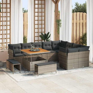 vidaXL Tuin Sofa Set 12 pcs Grijs poly rattan