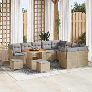 vidaXL Tuin Sofa Set 12 pcs Beige poly rattan