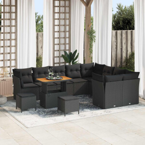 vidaXL Tuin Sofa Set 12 pcs Zwart poly rattan