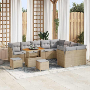 vidaXL Tuin Sofa Set 12 pcs Beige poly rattan