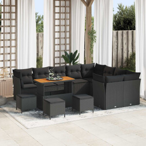 vidaXL Tuin Sofa Set 13 pcs Zwart poly rattan