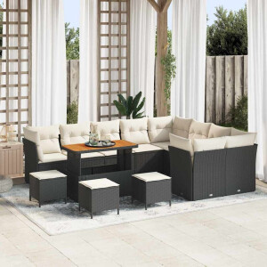 vidaXL Tuin Sofa Set 13 pcs Zwart poly rattan