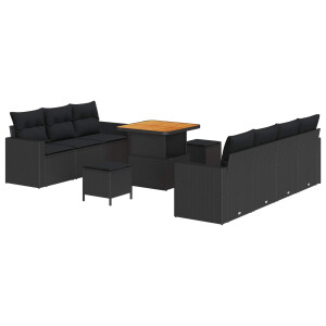 vidaXL Tuin Sofa Set 10 pcs Zwart poly rattan