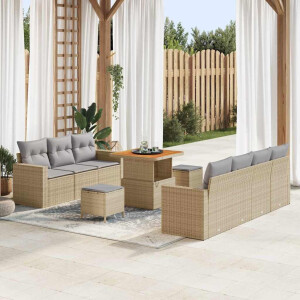 vidaXL Tuin Sofa Set 10 pcs Beige poly rattan