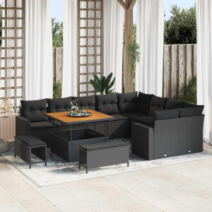 vidaXL Tuin Sofa Set 12 pcs Zwart poly rattan