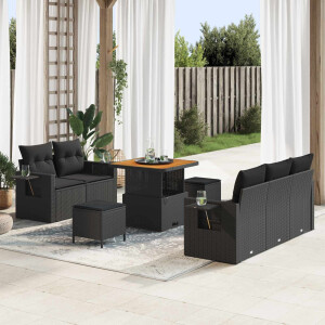 vidaXL Tuin Sofa Set met kussen 8 pcs Zwart poly rattan