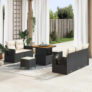 vidaXL Tuin Sofa Set met kussen 8 pcs Zwart poly rattan