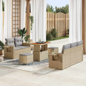 vidaXL Tuin Sofa Set met kussen 8 pcs Beige poly rattan