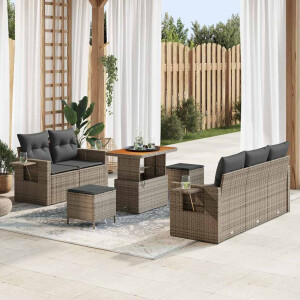 vidaXL Tuin Sofa Set met kussen 8 pcs Grijs poly rattan