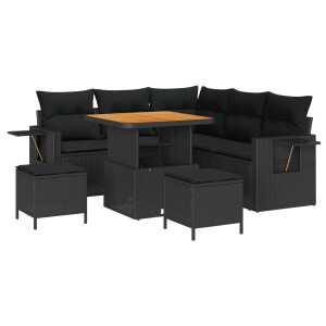 vidaXL Tuin Sofa Set met kussen 8 pcs Zwart poly rattan