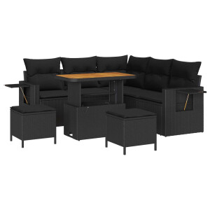 vidaXL Tuin Sofa Set met kussen 8 pcs Zwart poly rattan