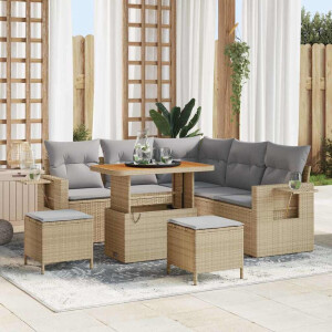 vidaXL Tuin Sofa Set met kussen 8 pcs Beige poly rattan