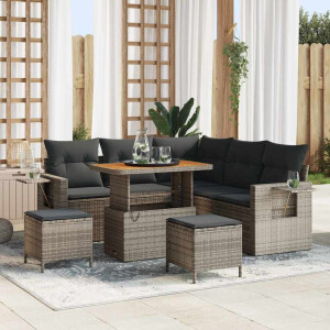 vidaXL Tuin Sofa Set 8 pcs Grijs poly rattan