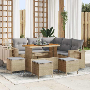 vidaXL Tuin Sofa Set met kussen 9 pcs Beige poly rattan