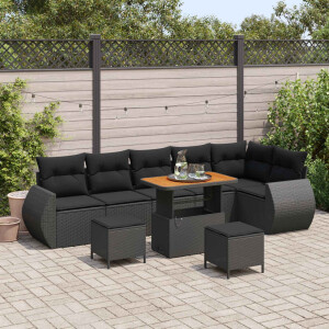 vidaXL Tuin Sofa Set 9 pcs Zwart poly rattan