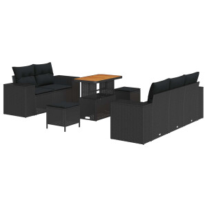 vidaXL Tuin Sofa Set met kussen 8 pcs Zwart poly rattan