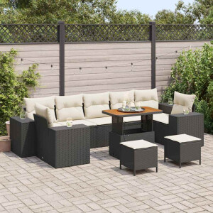 vidaXL Tuin Sofa Set 10 pcs Zwart poly rattan