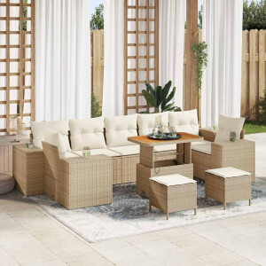 vidaXL Tuin Sofa Set 10 pcs Beige poly rattan