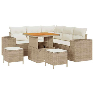 vidaXL Tuin Sofa Set met kussen 8 pcs Beige poly rattan