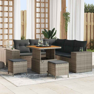 vidaXL Tuin Sofa Set met kussen 8 pcs Grijs poly rattan