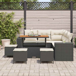 vidaXL Tuin Sofa Set met kussen 9 pcs Zwart poly rattan