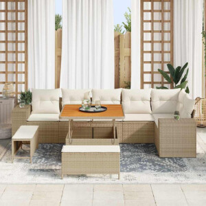 vidaXL Tuin Sofa Set met kussen 9 pcs Beige poly rattan