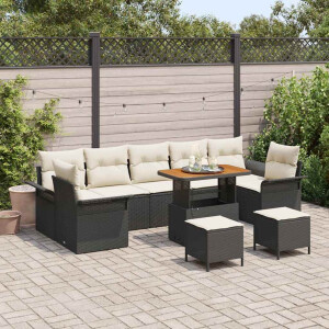 vidaXL Tuin Sofa Set 10 pcs Zwart poly rattan
