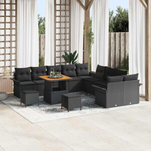 vidaXL Tuin Sofa Set 13 pcs Zwart poly rattan