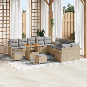 vidaXL Tuin Sofa Set 13 pcs Beige poly rattan
