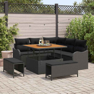vidaXL Tuin Sofa Set 8 pcs Zwart poly rattan