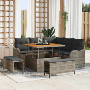 vidaXL Tuin Sofa Set 8 pcs Grijs poly rattan