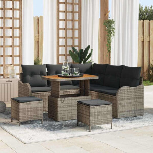 vidaXL Tuin Sofa Set 8 pcs Grijs poly rattan