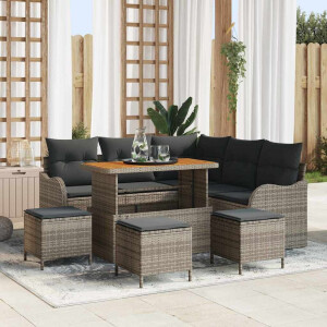 vidaXL Tuin Sofa Set 9 pcs Grijs poly rattan