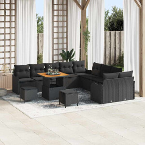 vidaXL Tuin Sofa Set 13 pcs Zwart poly rattan
