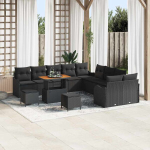 vidaXL Tuin Sofa Set 13 pcs Zwart poly rattan