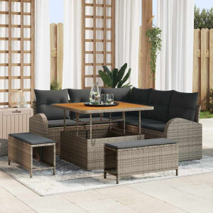 vidaXL Tuin Sofa Set met kussen 8 pcs Grijs Poly riet