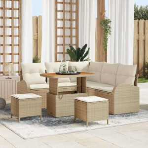 vidaXL Tuin Sofa Set met kussen 8 pcs Beige Poly riet