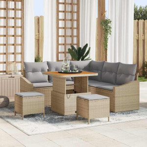 vidaXL Tuin Sofa Set met kussen 8 pcs Beige Poly riet