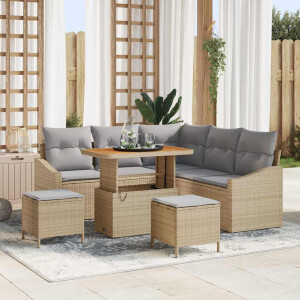 vidaXL Tuin Sofa Set met kussen 8 pcs Beige Poly riet