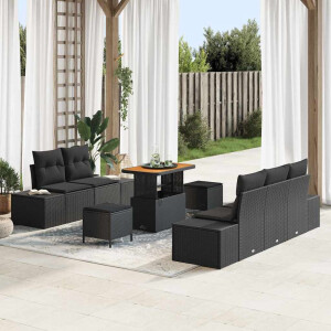 vidaXL Tuin Sofa Set met kussen 8 pcs Zwart Poly riet