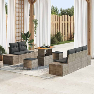 vidaXL Tuin Sofa Set met kussen 8 pcs Grijs Poly riet