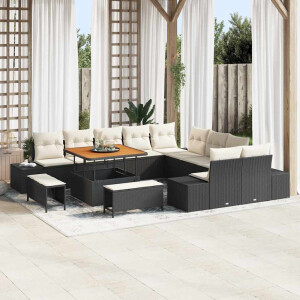 vidaXL Tuin Sofa Set met kussen 13 pcs Zwart Poly riet