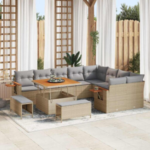 vidaXL Tuin Sofa Set met kussen 12 pcs beige en lichtgrijs