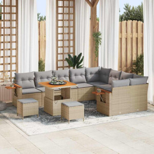 vidaXL Tuin Sofa Set met kussen 12 pcs beige en lichtgrijs