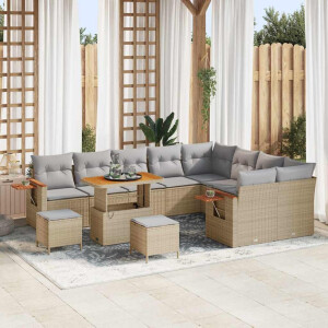 vidaXL Tuin Sofa Set met kussen 12 pcs beige en lichtgrijs
