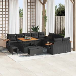 vidaXL Tuin Sofa Set 13 pcs Zwart Poly rattan en gepoedercoat staal