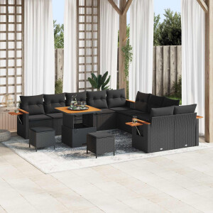 vidaXL Tuin Sofa Set 13 pcs Zwart Poly rattan en gepoedercoat staal