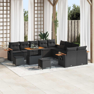vidaXL Tuin Sofa Set 13 pcs Zwart Poly rattan en gepoedercoat staal