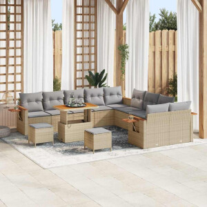 vidaXL Tuin Sofa Set met kussen 13 pcs beige en lichtgrijs